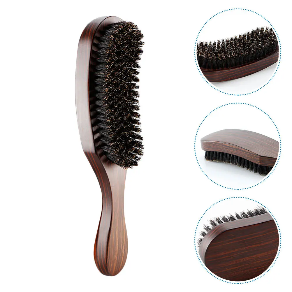 

Solid Wood Handle Natural Boar Bristles Styling Tool For Men Grooming Massage Barber Salon Use Men Styling Beard Brush