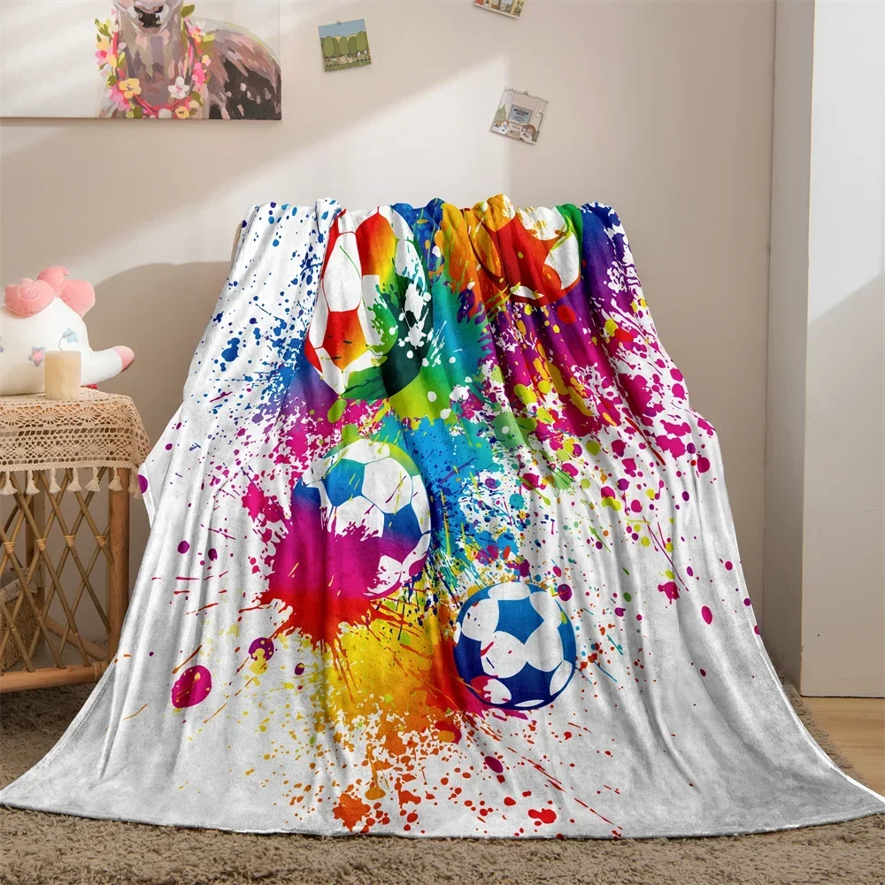 Super Soft Soccer Blanket Lightweight Cozy 3D Printed Flannel Throw Blankets for Sport Fans Kids Adults Gifts for Bed Sofa Couch