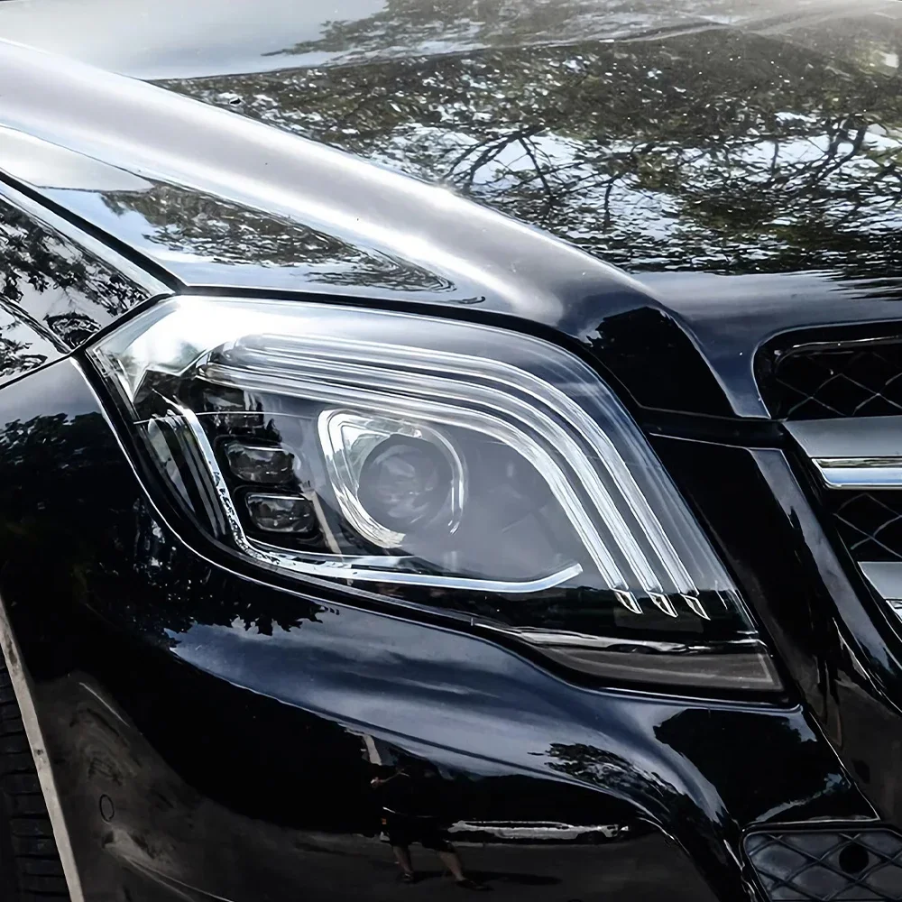 

Автоматические фары в сборе для Benz GLK X204 2013-2015, обновленная автомобильная светодиодная линза проектора в стиле Maybach, аксессуары для инструментов Plug and Play