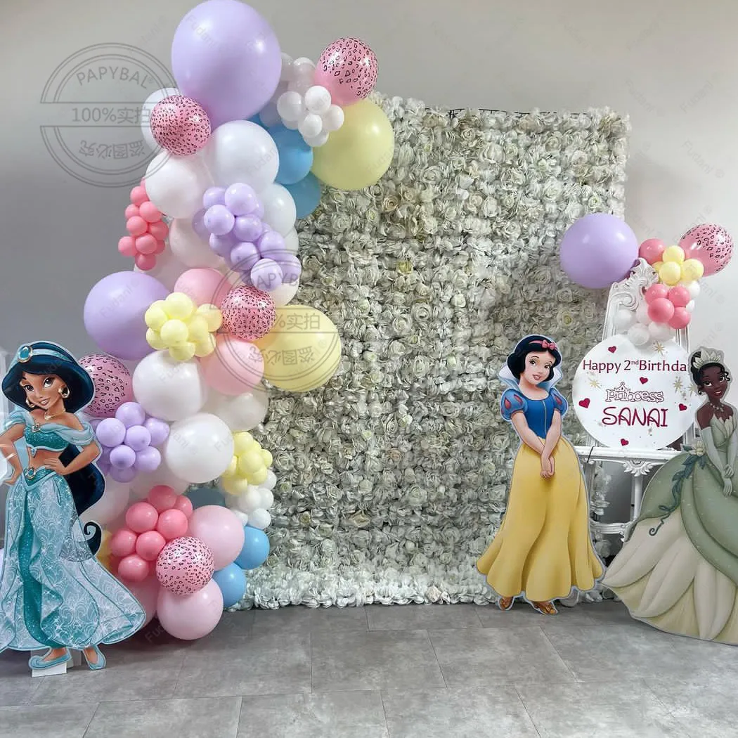 73pcs Disney Princess Balloons Arch Garland Kit Girls Birthday Baby Shower Romantic Party Decorations Number Foil Balloon Globos