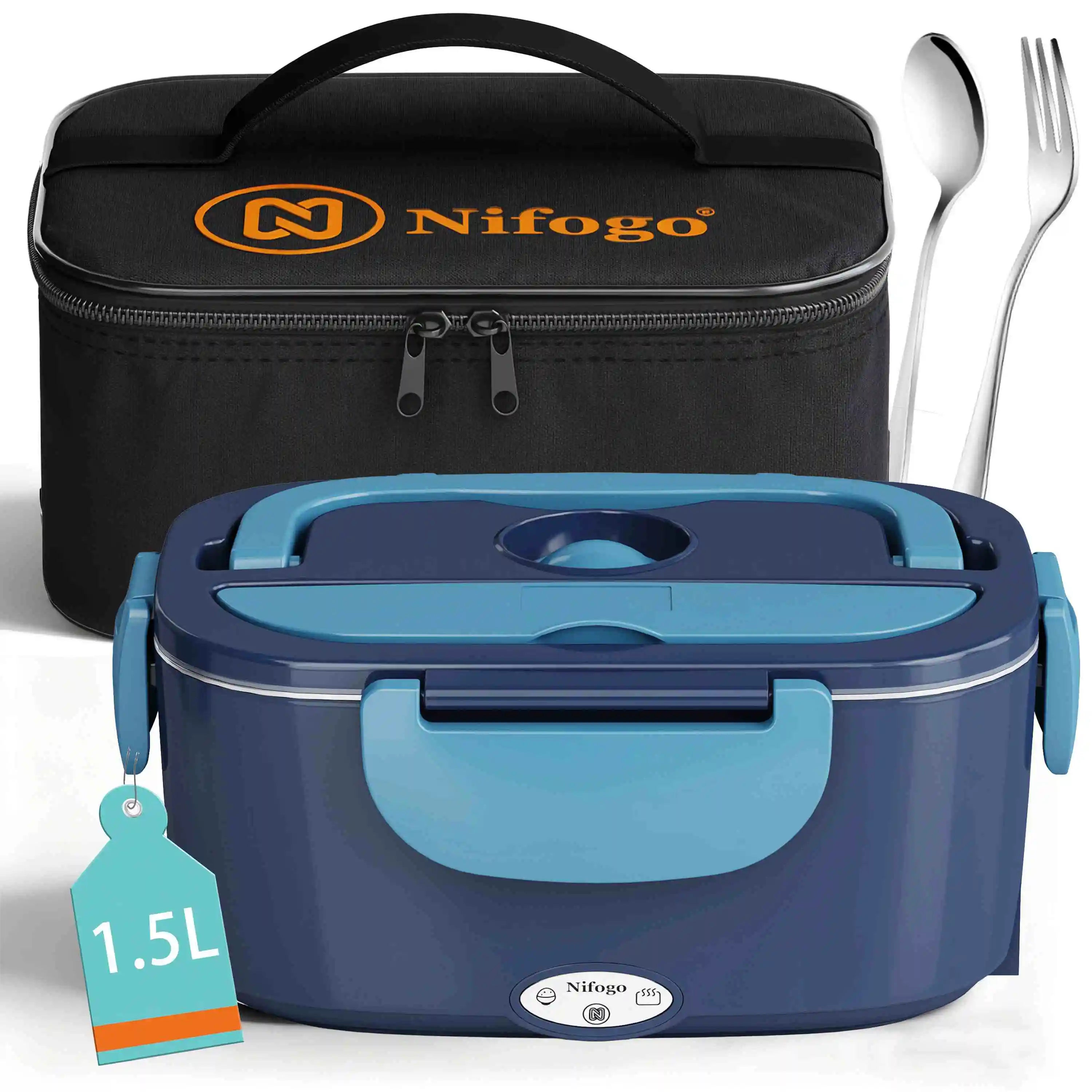 100W Electric Heating Lunch Box, 2 in 1 Car & Home Use Portable Food Warmer Heater with 304 Stainless Steel Container, Leakproof Thermal Lunch Container with Insulated Carry Bag for Office Travel view 5