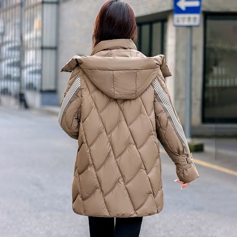 

Chic Loose Mid-Length Down Cotton-padded Jacket Women's Overcoat Winter New Slimming Warm Thick Parker Coat Hooded Cotton Coat