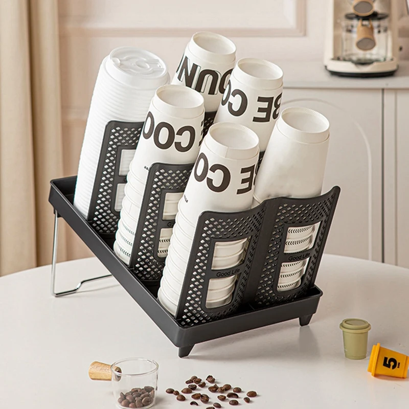 Cup Holder [Double Row] Household With Bracket Foldable Cup Holder Coffee Shop Cup Rack