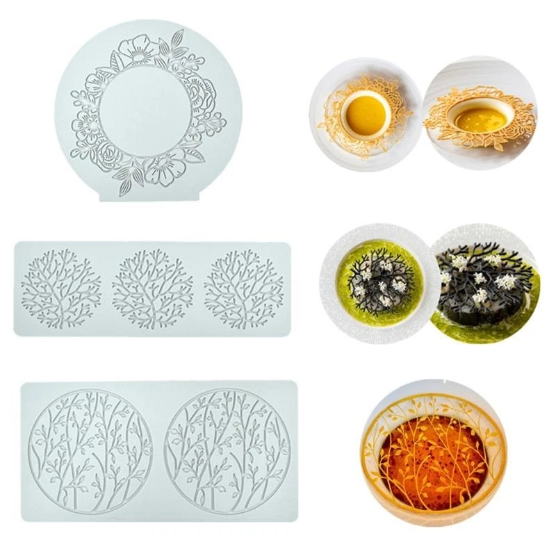  Vintage Lace Flower Wreath Cake Mold Silicone Lace Flower Fondant Mould Cake Decorating Lace Chocolate Fondant Mold