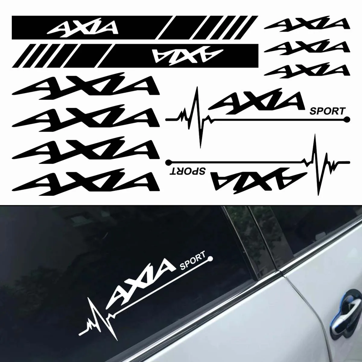 

1 комплект светоотражающих виниловых автомобильных наклеек, авто, окон, дверей, хвоста, декоративная наклейка с сердцебиением, текстовая наклейка, автомобильные аксессуары для Perodua Axia