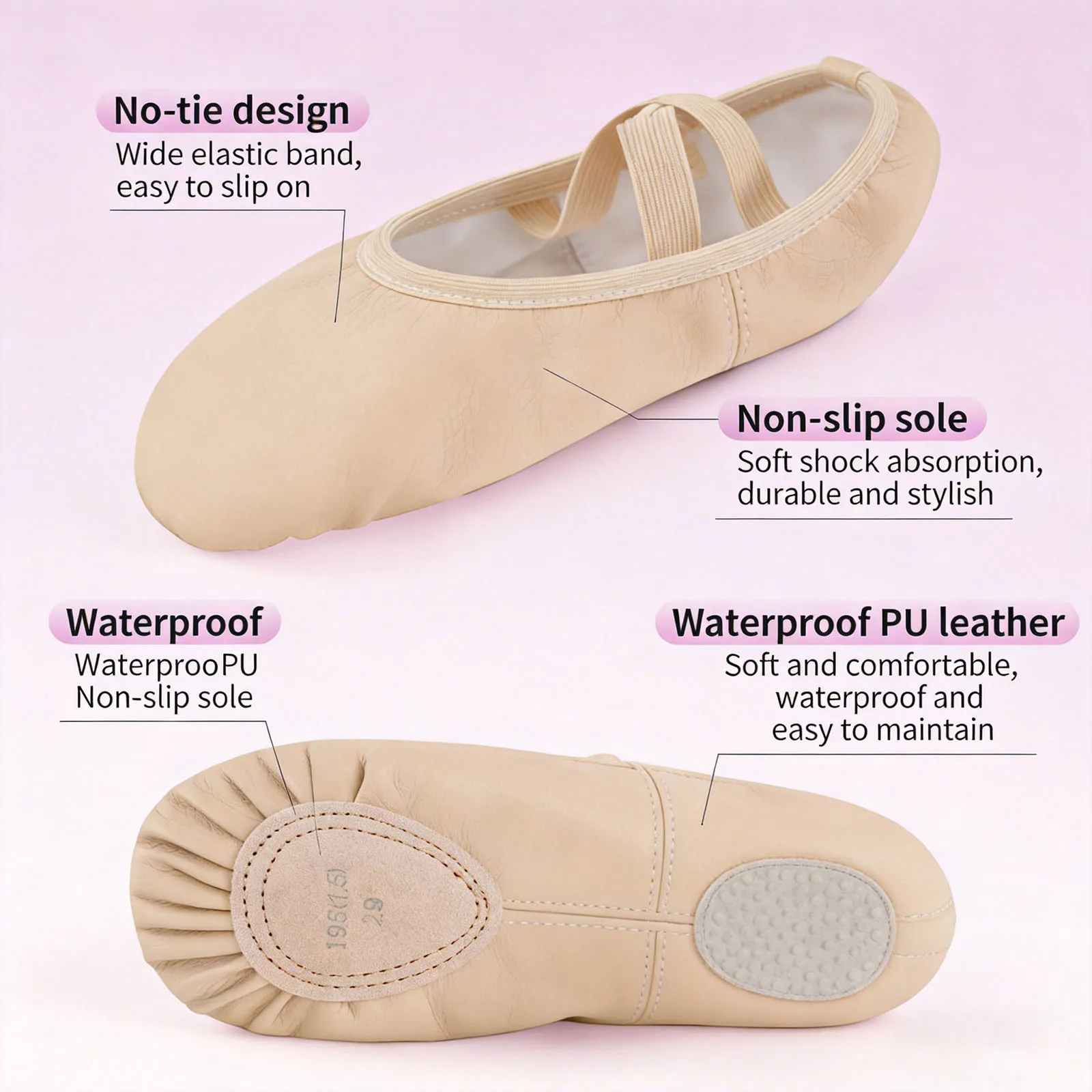 Ballet Slippers for Dancing Practice Shoes 24-34 Ballet Shoes for Girls Training Shoes Kids Leather Exercise Yoga Shoes