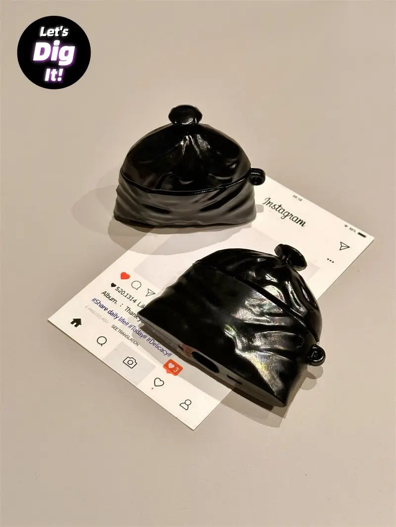 

Small Red Explosion Cute Funny Black Garbage Bag Wireless Earphone Cover Suitable for AirPods 1/2 Pro New 4th Earphone Case