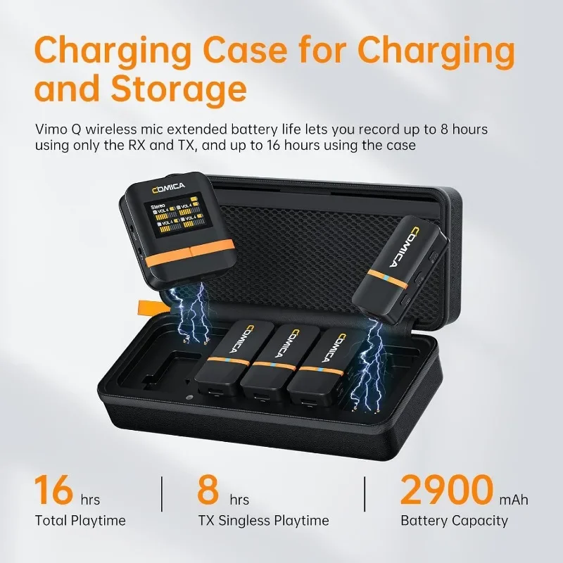 Vimo Q Wireless Lavalier Microphone System with 4 Transmitters and 1 Receiver, 4 Audio Tracks Individual Output