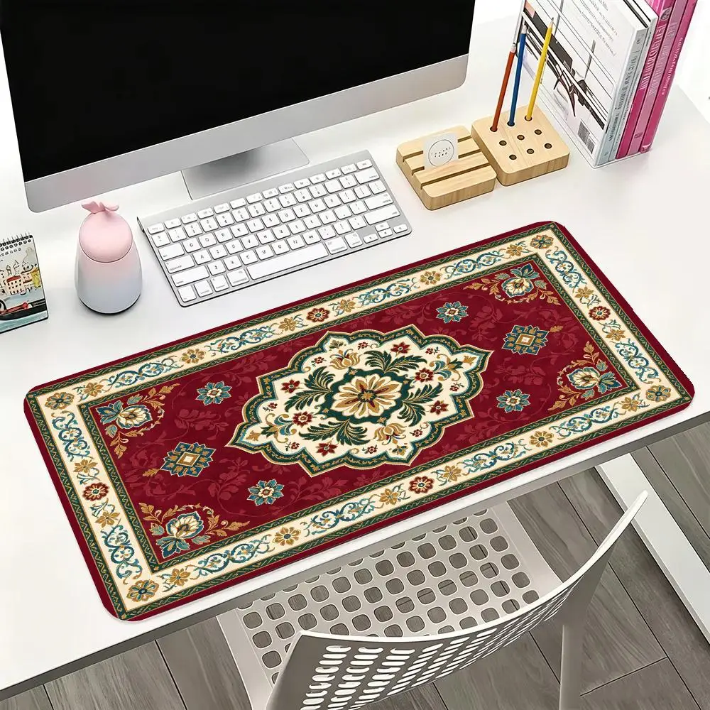 Red Vintage Persian Rug Mouse Pad Play Mat Smooth Glide Non Slip Base For Classic Home Desk Decor
