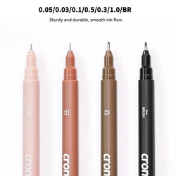 Manga Markers Needle Pen Pigment Hook Line Pen Soft Brush Drawing Art Marker Sketching Pen BR/0.03/0.05/0.1/0.5/0.3/1 Stationery