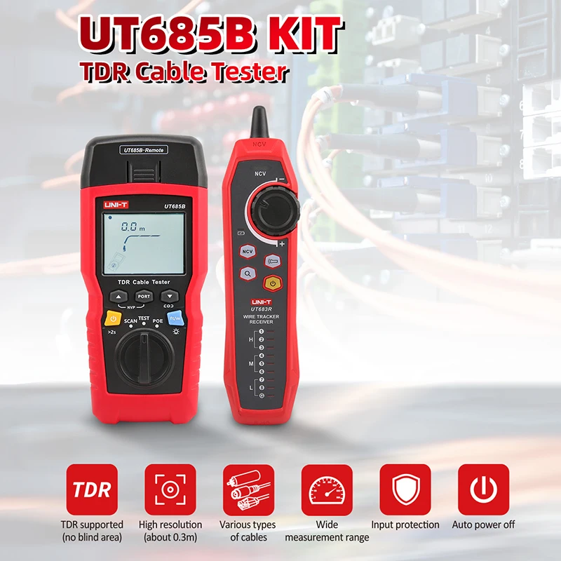 UNI-T Network Cable Tester RJ45 RJ11 UT685B KIT TDR Cable Tracker Lan Tester Wiring Detector POE Detection Network Tool