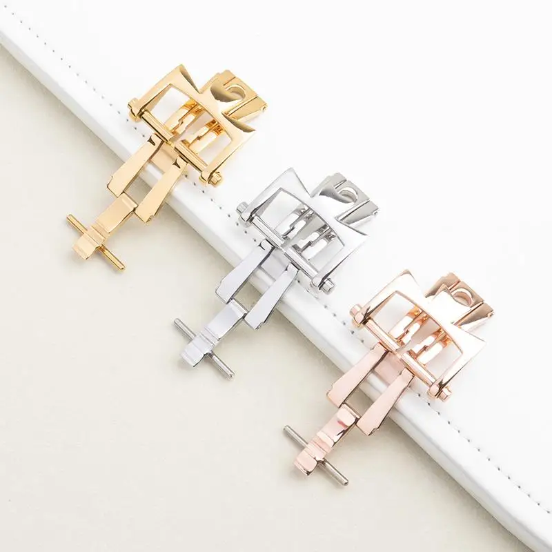 ONECMN Watch Accessories For Vacheron Constantin Stainless Steel Double Press Butterfly Buckle Steel Fold Clasp 20mm Leather