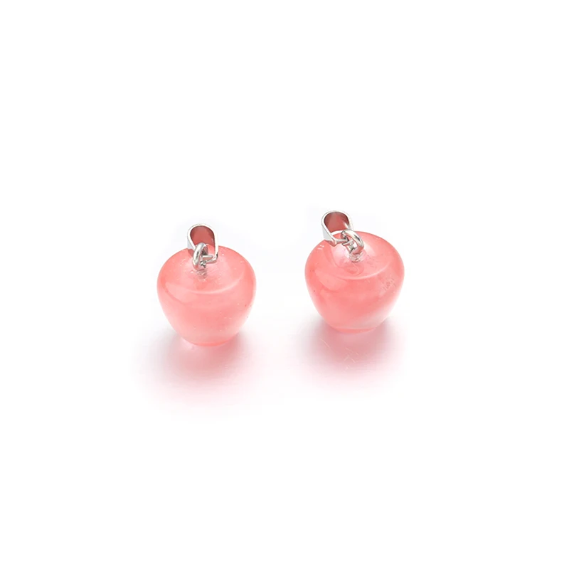 2pcs Natural Stone Apple Pendants for DIY Making