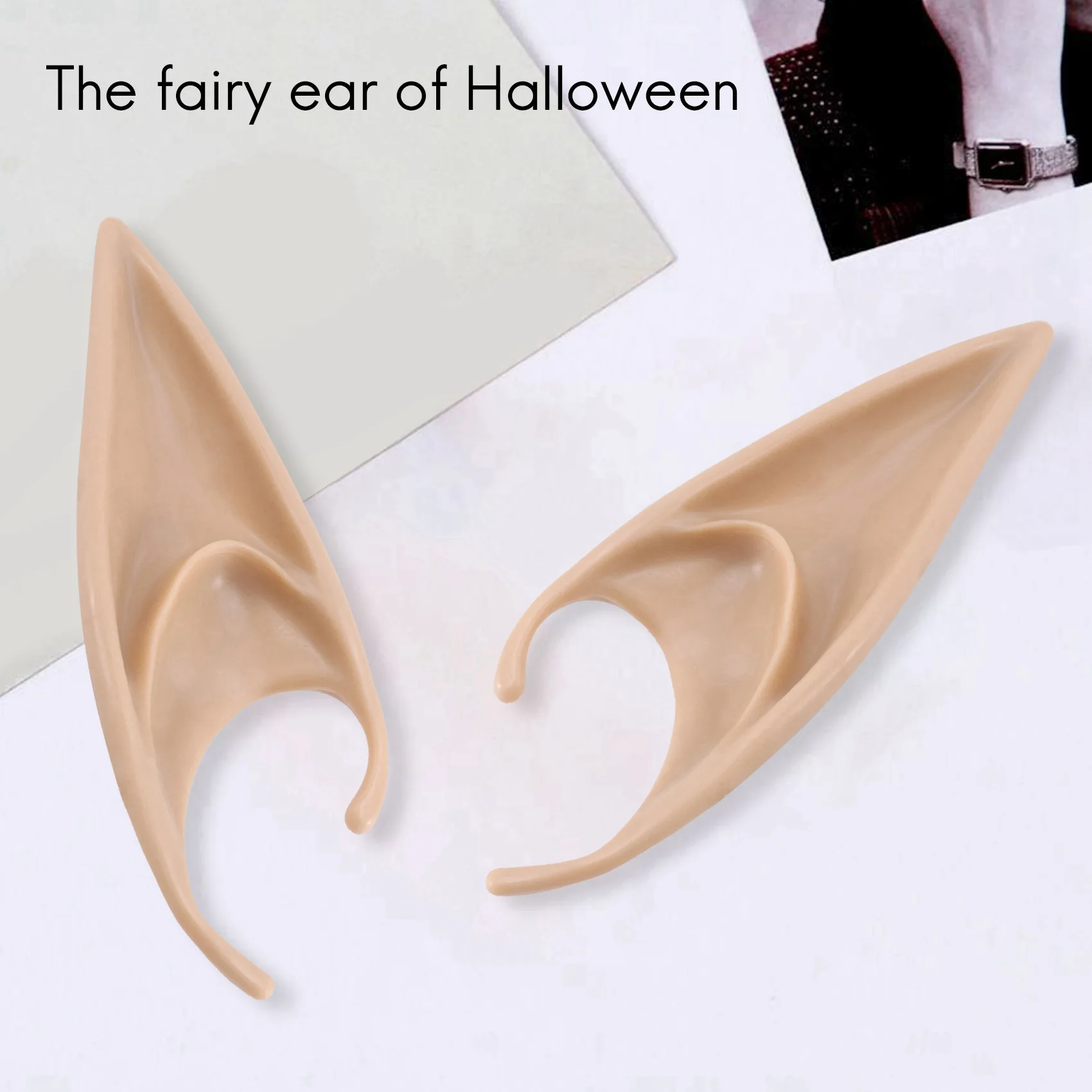 1 paio PVC Fata Pixie Orecchie da elfo finte Maschera di Halloween Nuova maschera da festa Spaventosa Decorazione di Halloween Orecchie protesiche a punta morbida Lunghe