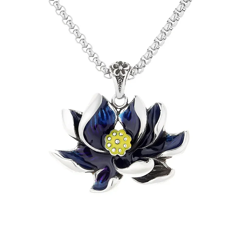 

Luminous Glowing In The Dark Moon Lotus Flower Shaped Pendant Necklace For Women Yoga Prayer Buddhism Jewelry