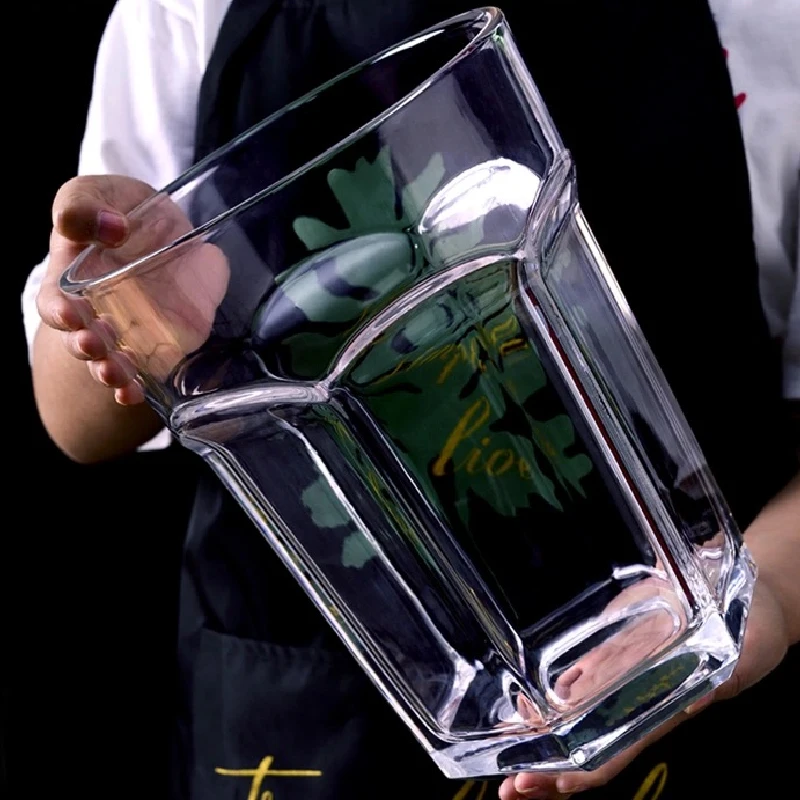 Taza de cristal gigante de 4200ML, jarra de cerveza transparente, recipiente creativo de gran capacidad para decoración del hogar, regalo de cumpleaños