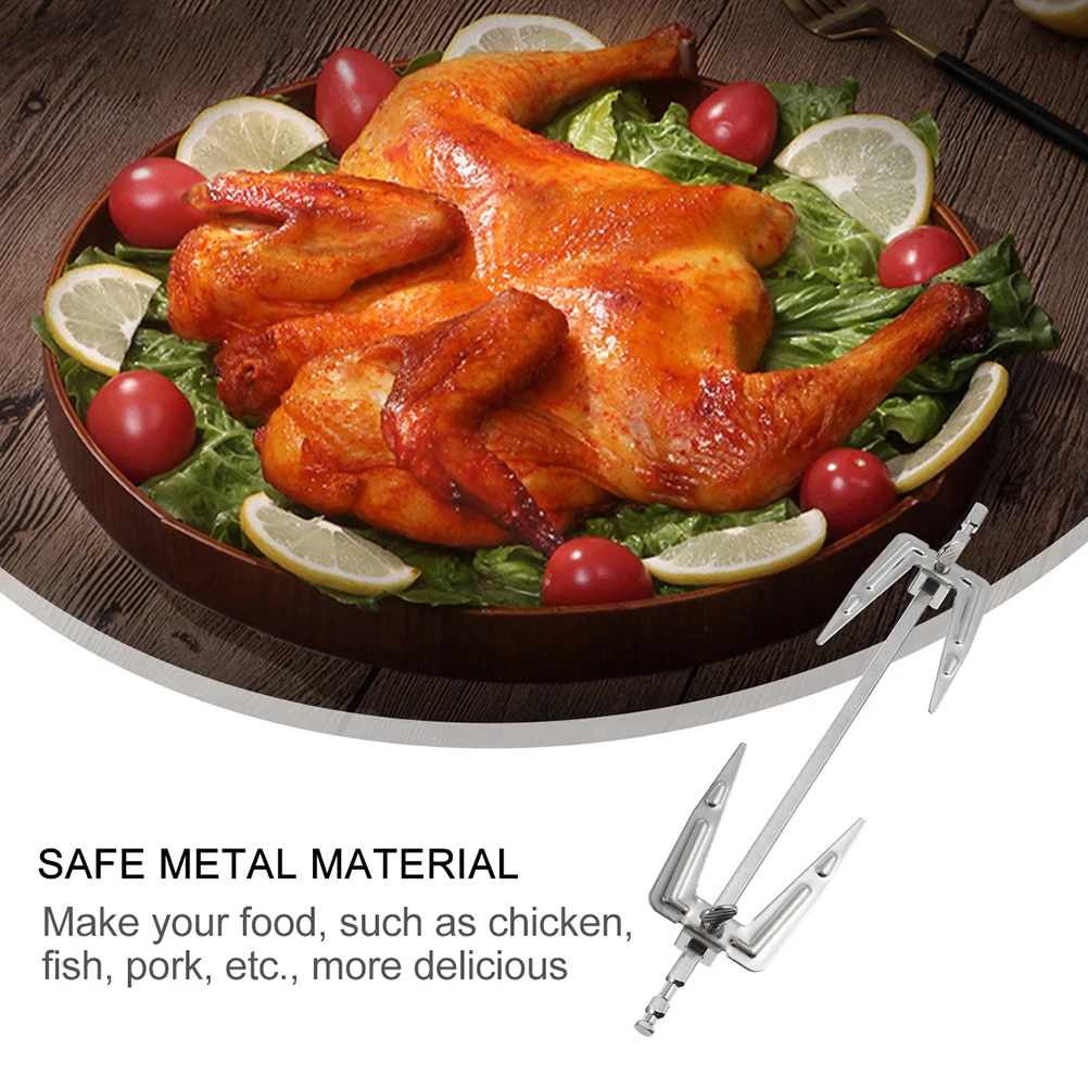 

2pcs Rotating Grill Forks Stainless Steel Bbq Tools Professional Rotisserie Roast Chicken Fish Pork Meat Cooking Accessories For