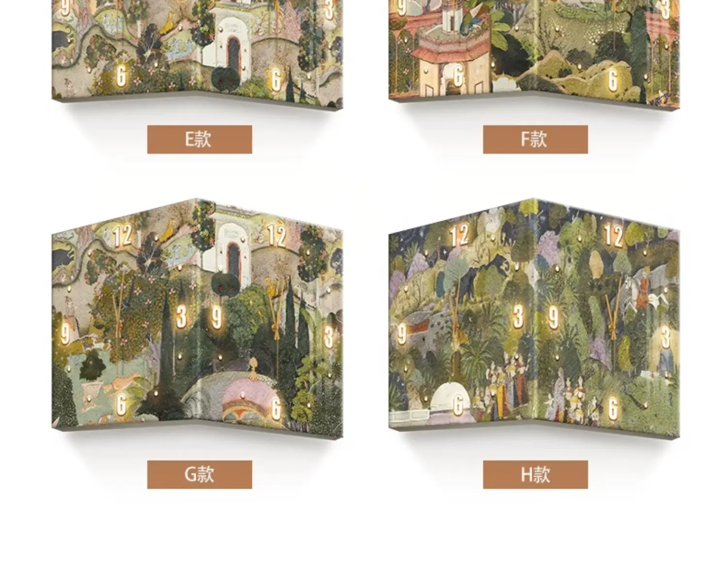2024 new French corner clock hanging painting retro art corner wall clock mural double-sided with clock sun corner