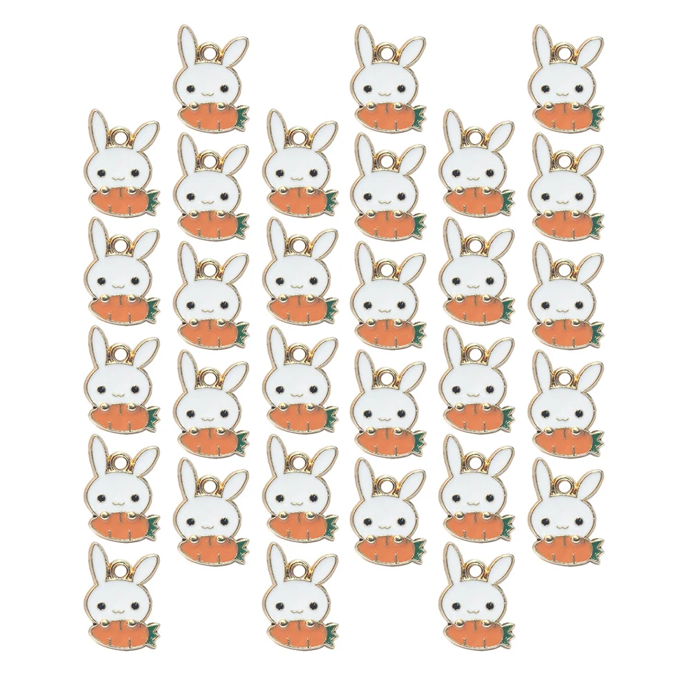 

30 pcs Carrot Rabbit Charms Jewelry Making Supply Easter Pendants DIY Accessories Wear Resistant Durable Lightweight Alloy