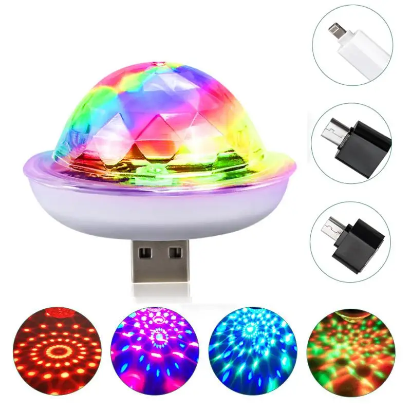 LED RGB ديسكو ضوء المرحلة تيار مستمر 5 فولت USB ماجيك الكرة ضوء مصباح القيادة الصوتية للهاتف المحمول الطرف الأسرة الديكور