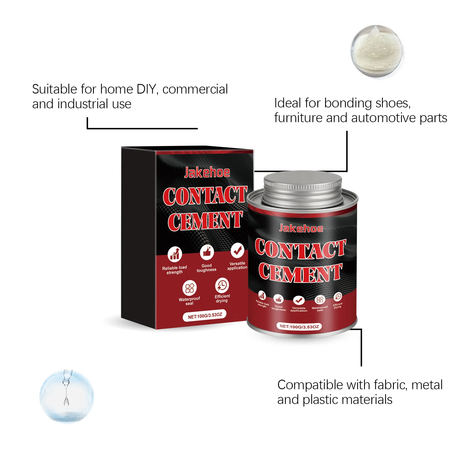 Contact Adhesive Glue Flexible Waterproof Heat Resistant Strong Bond For Furniture Leather Wood Rubber Repair Fast Drying DIY