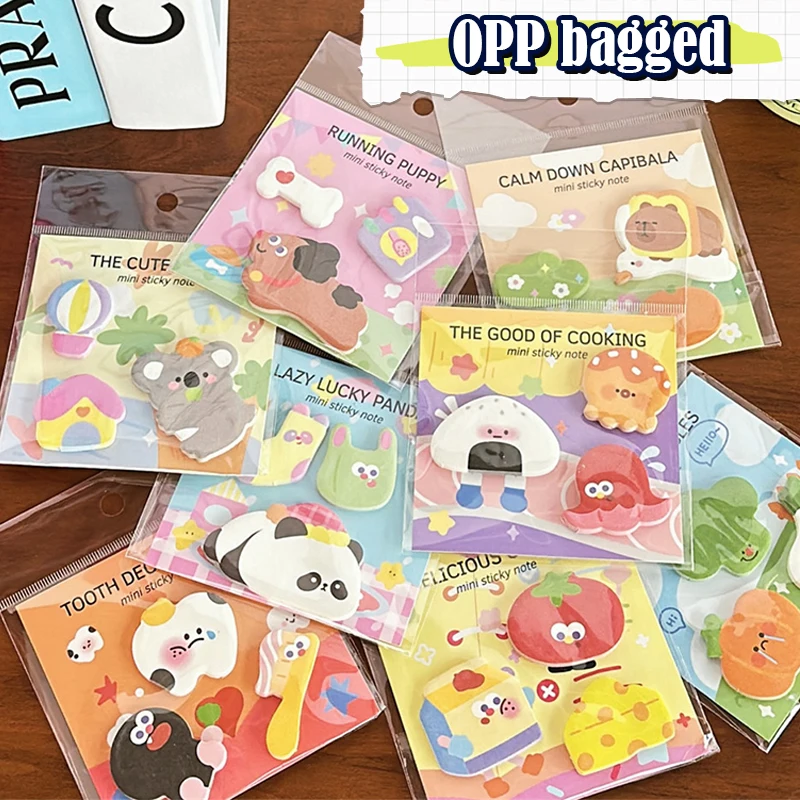 90Sheets Cartoon Kawaii Special-shaped Sticky Notes Aesthetic Decorative Notes N Times Sticky Reading Labels School Supplies