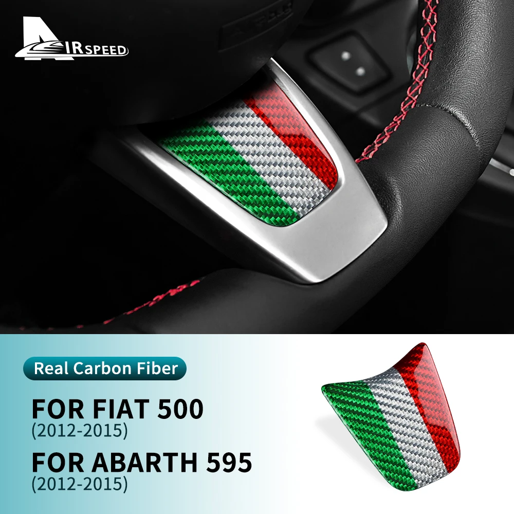 

Настоящая трехцветная наклейка из твердого углеродного волокна для Fiat 500 Abarth 595 2012 2013 2014 2015, нижняя отделка рулевого колеса автомобиля, аксессуары