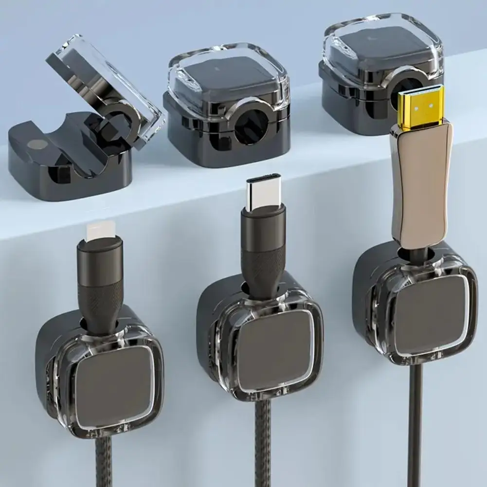 6pcs Magnetic Cable Clips Adjustable Cord Holder Under Desk Cable Smooth Management Wire Keeper Cable Organizer