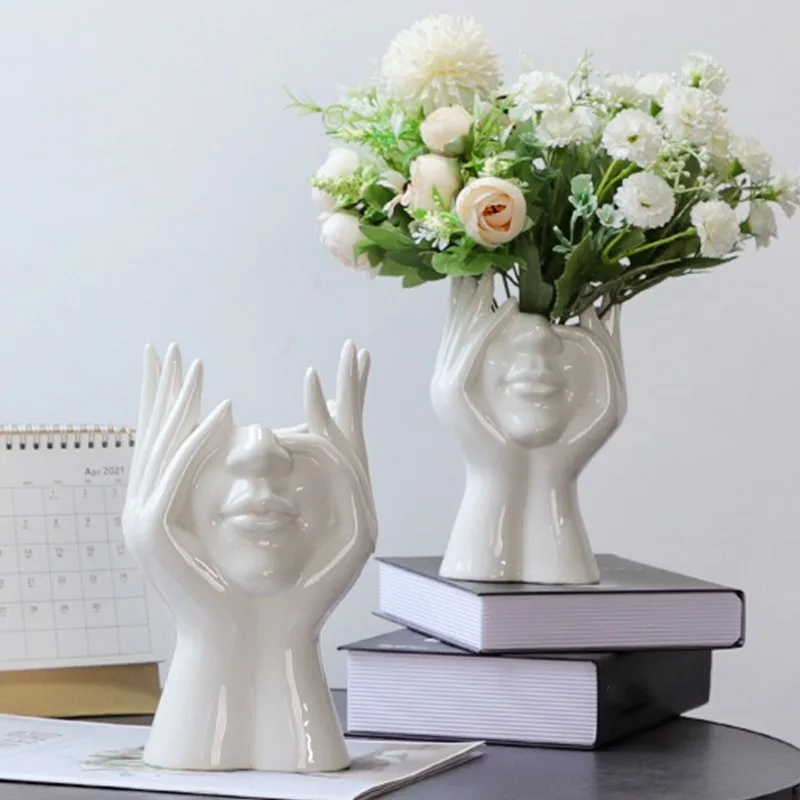 Face Shape Makeup Brush Holder Beauty Makeup Storage Box Human Face Art Design Lightweight Portable Desktop Storages Boxes