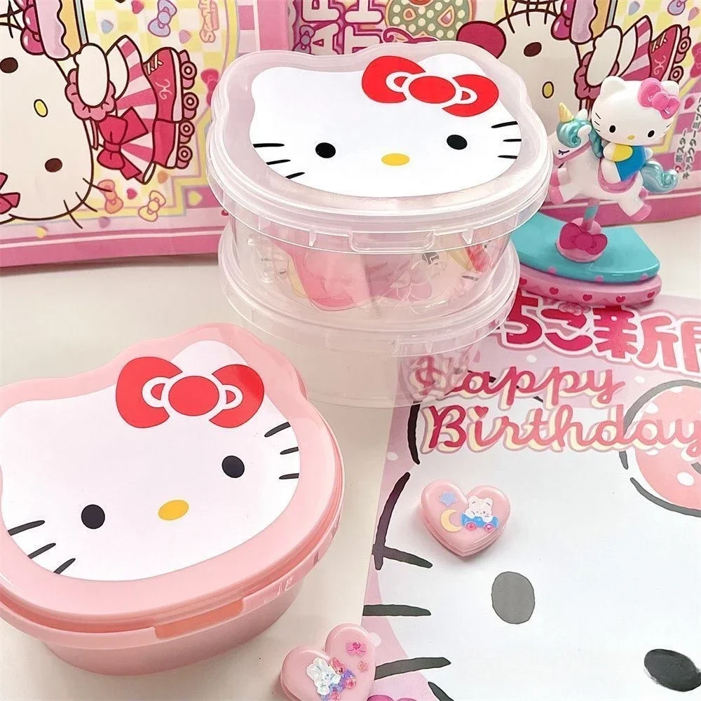 Kawaii Hello Kittys Storage Box Cute Girl Heart Cartoon Desktop Item Sorting Box with Cover Food Sealing Pack Box Gift