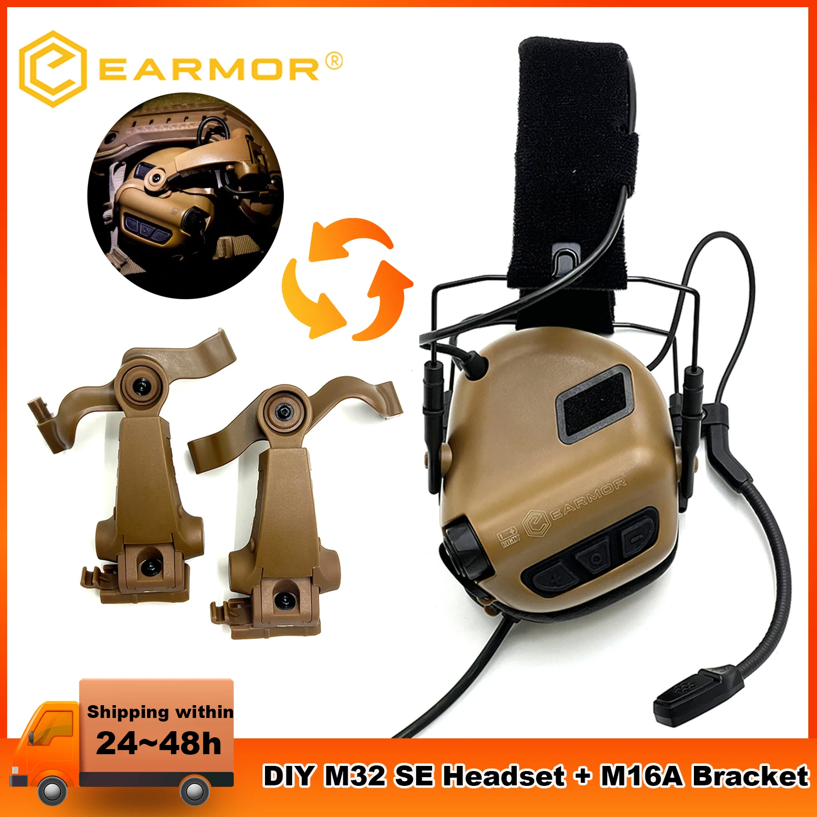 سماعات خوذة EARMOR M32 SE أغطية أذن للرماية مع محول خوذة M16A، متوافقة مع خوذات سريعة خوذات Wendy M-LOK ARC