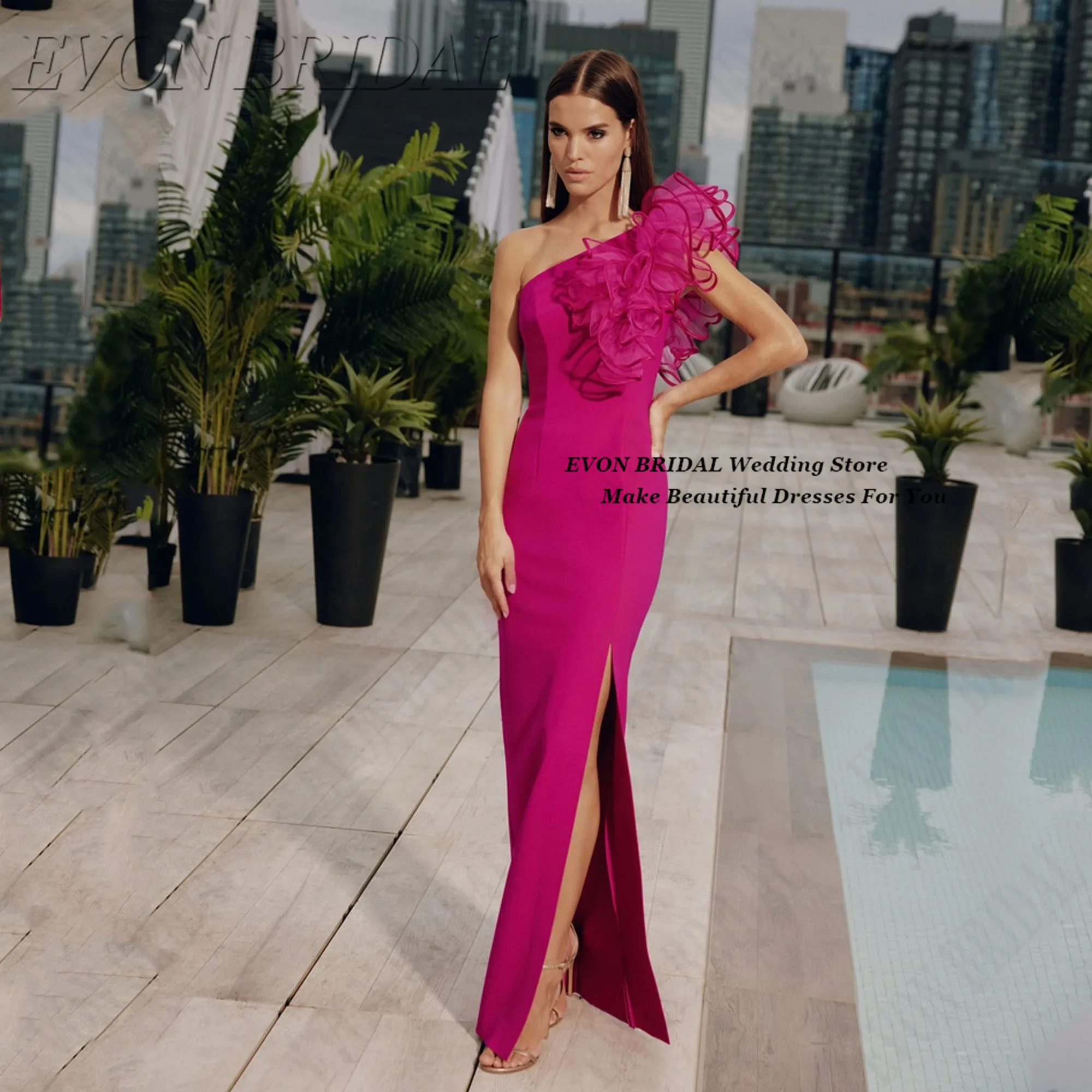 

EVON BRIDAL модное свадебное вечернее платье гламурные вечерние платья «рыбий хвост» на одно плечо современное вечернее платье для выпускного вечера по индивидуальному заказу