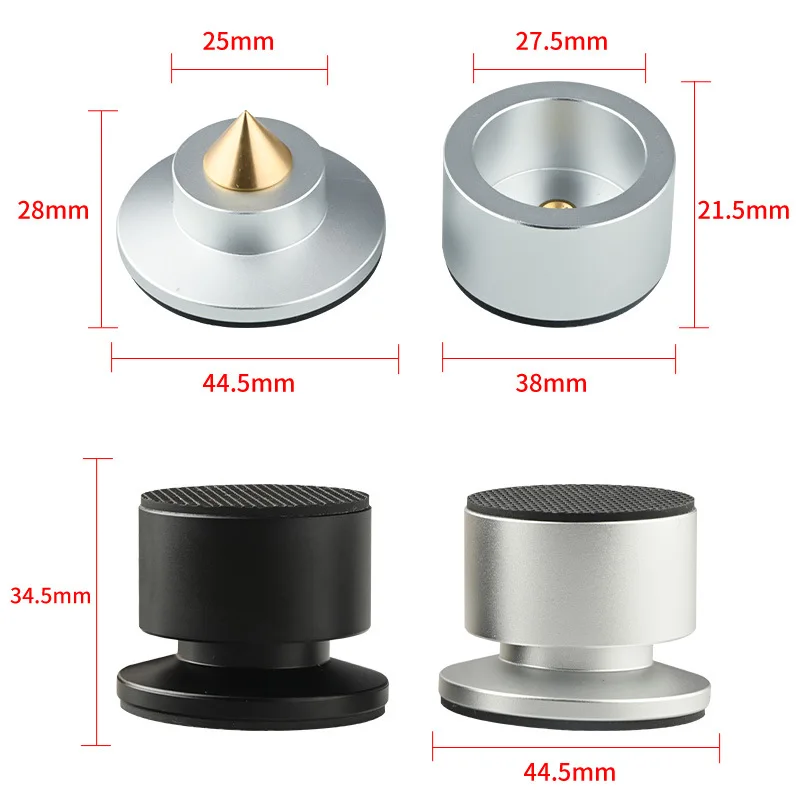 HiFi Speaker Spike Stand Foot Pads Aluminum Alloy Shock-absorbing Feet Pegs CD Stand Speaker Amplifier Metal Isolation Feet Nail