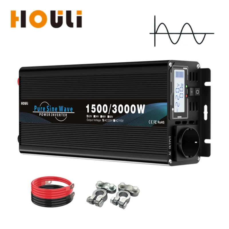 

HOULI інвертор 12v 220v чистий sinys 3000W инвертор LCD преобразователь 12v × 220v dc to ac 50HZ