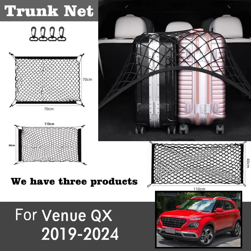 

Car Trunk Mesh Cargo Luggage Net For Hyundai Venue QX 2019-2024 2022 2023 Car Accessories Nylon Bag Storage Rear Back Cargo Nets