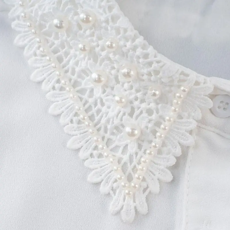 39BD Lace Collar Beaded Design Neckwear Decorative Collar for Women Dress Sweater