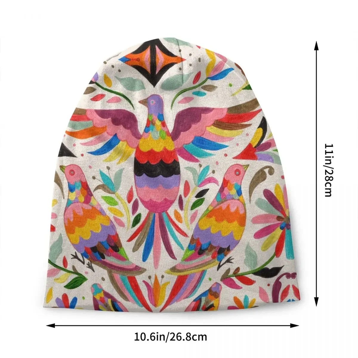 Mexican Otomi Birds Texture Beanie Cap Unisex Winter Bonnet Knitted Hats  Outdoor Ski Folk Floral Art Skullies Beanies Caps