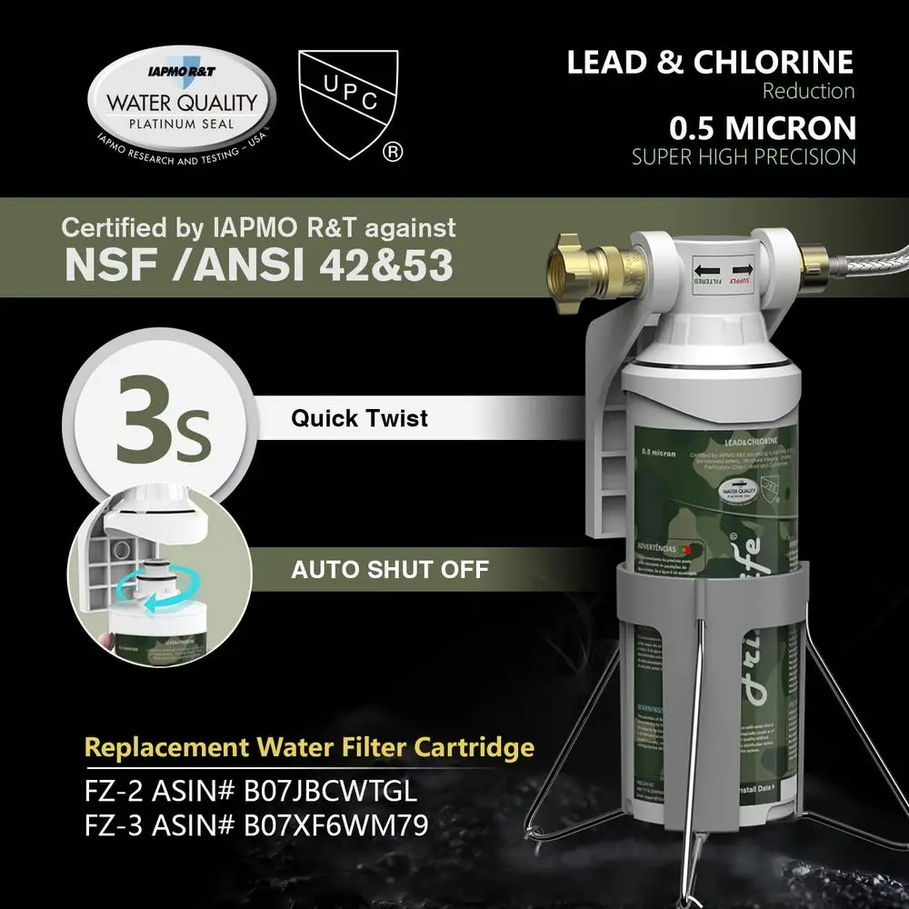 RVウォーターフィルター-NSF/ANSI 53&42認定インラインホースフィルター（RV用）-0.5ミクロン高水圧、塩素、鉛、重金属を除去
