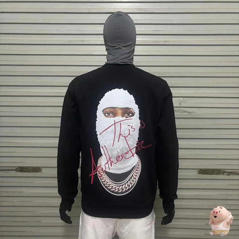 

Classic Big Masked Man Print On The Back Oversized Pullovers Heavy Fabric Cotton IH NOM UH NIT PARIS Sweatshirts For Men Women h