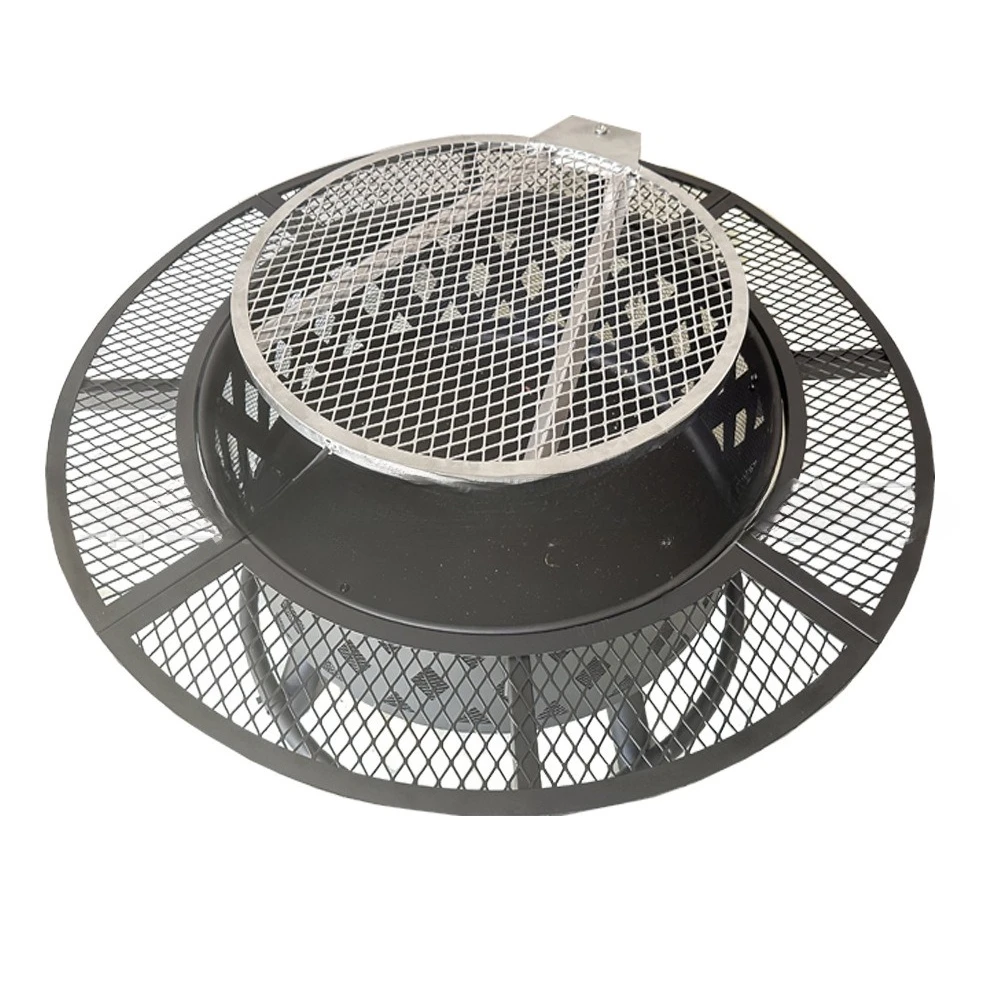 Round Outdoor Charcoal Grill Cooking Tea Oven Roasting Plate Rotating BBQ Bonfire Stove Patio Grill