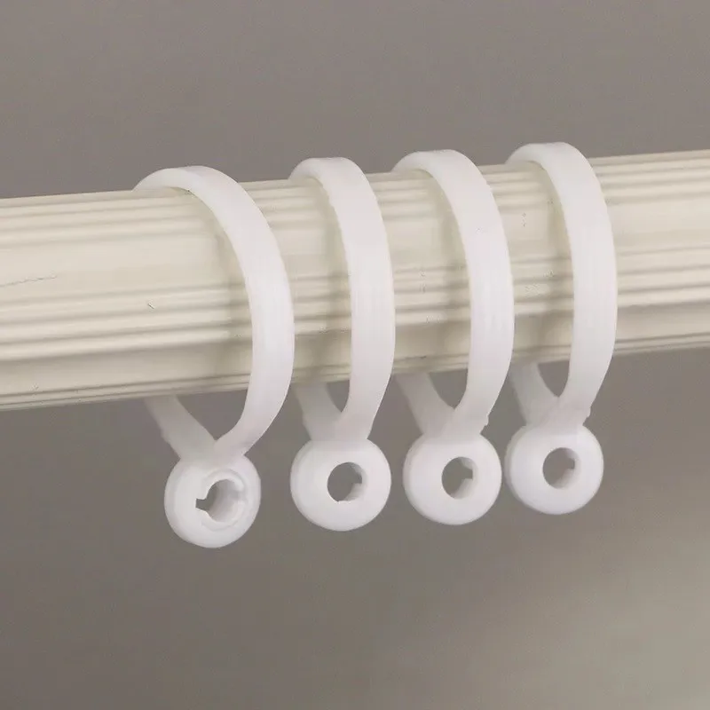 18 pcs 47mm Open Curtain Rings, Easy Open Close Design and Durable White Material, ideal for Bedroom Bay Window