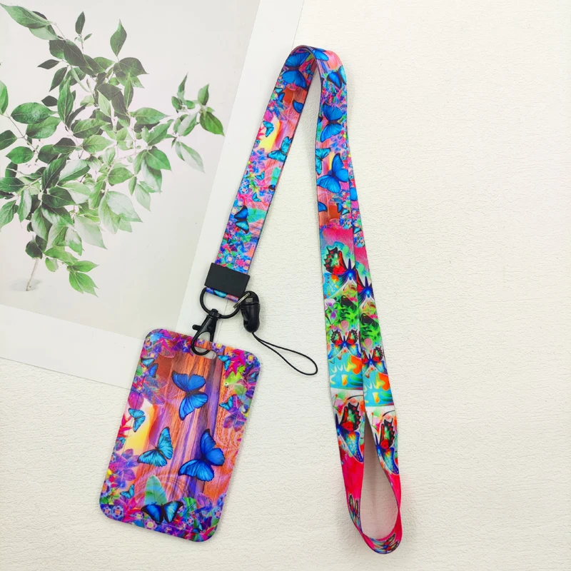 Schmetterling Ausweishalter Lanyards Mädchen Tür Kartenetui Hängendes Seil Ausweishalter Umhängeband Visitenkarte Kleines Geschenk – Detail 6