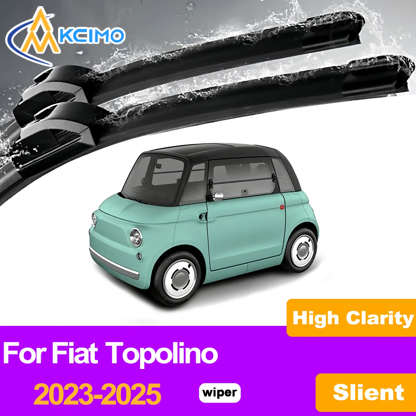 

KCIMO 2PCS Front Windshield Wiper Blades For Fiat Topolino 2023-2025, Advanced Rubber Technology for Superior Cleaning