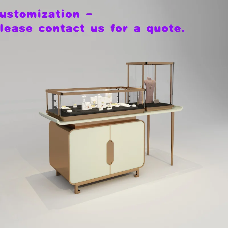 custom.Modern Jewelry Display Table showcase Counter Stand Table MDF Metal LED Luxury Watch Showroom Retail Store Exhibition