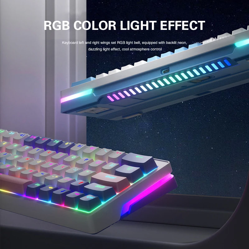 K63 Wired Gaming Keyboard Mechanical Dual-Spell Rgb Hot-Swappable Tri-Mode Bluetooth Wireless Mechanical Keyboard