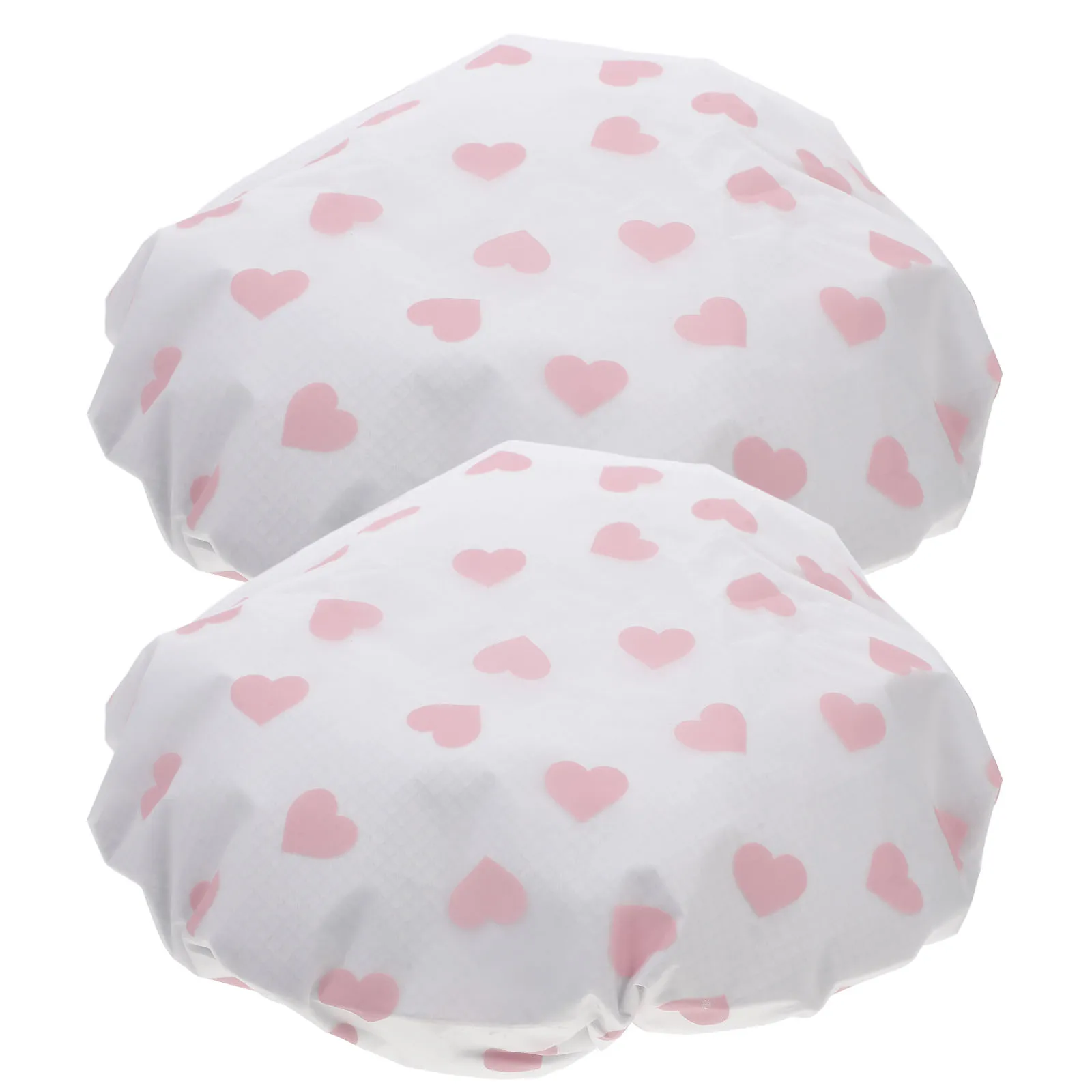 

2pcs Reusable Shower For Women Double Layer Waterproof Long Hair Anti Static Self Heating Stylish Heart Design Heat