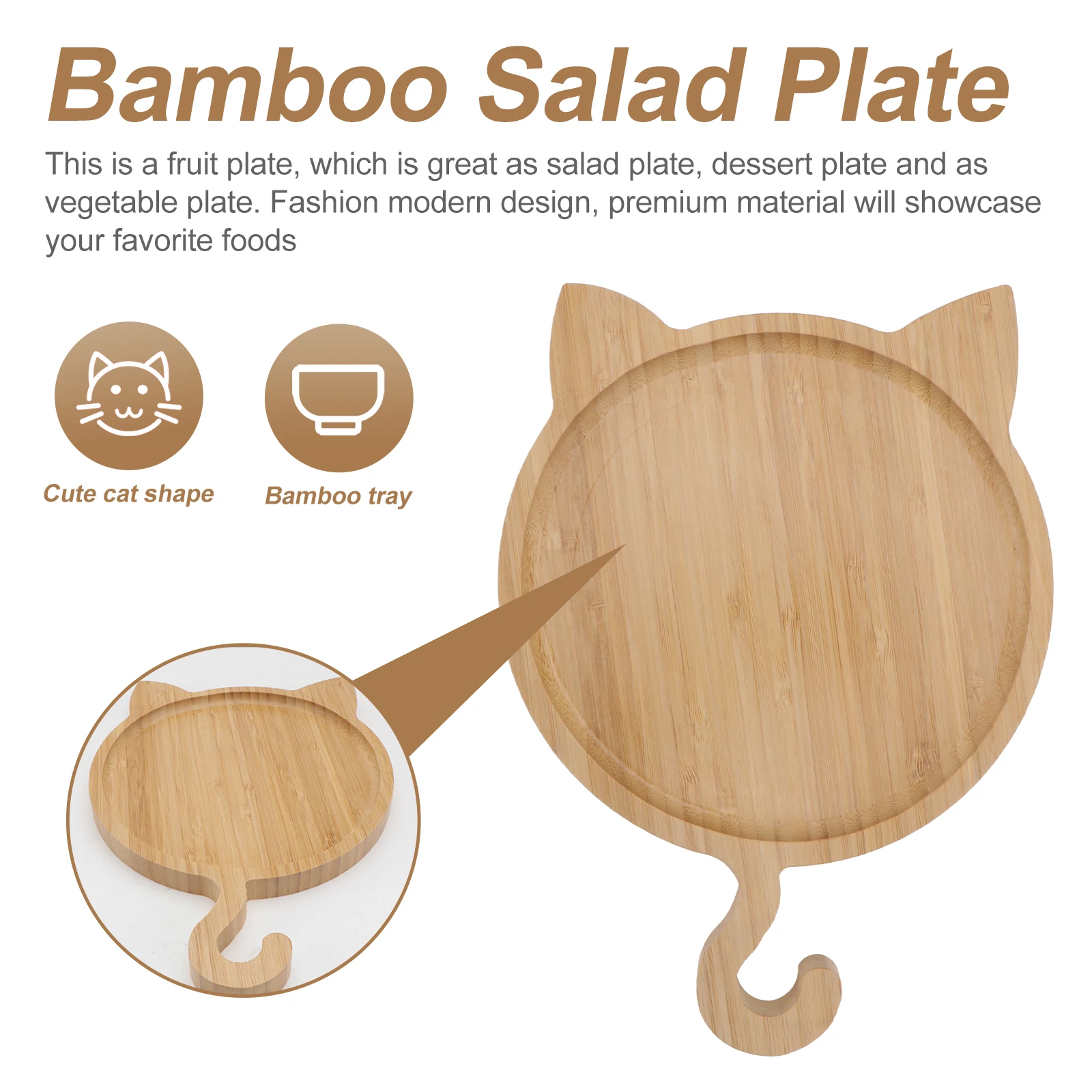 

Bamboo Cat Meal Plate Decorative Tray Food Dessert Household Fruit Storage Sushi Container