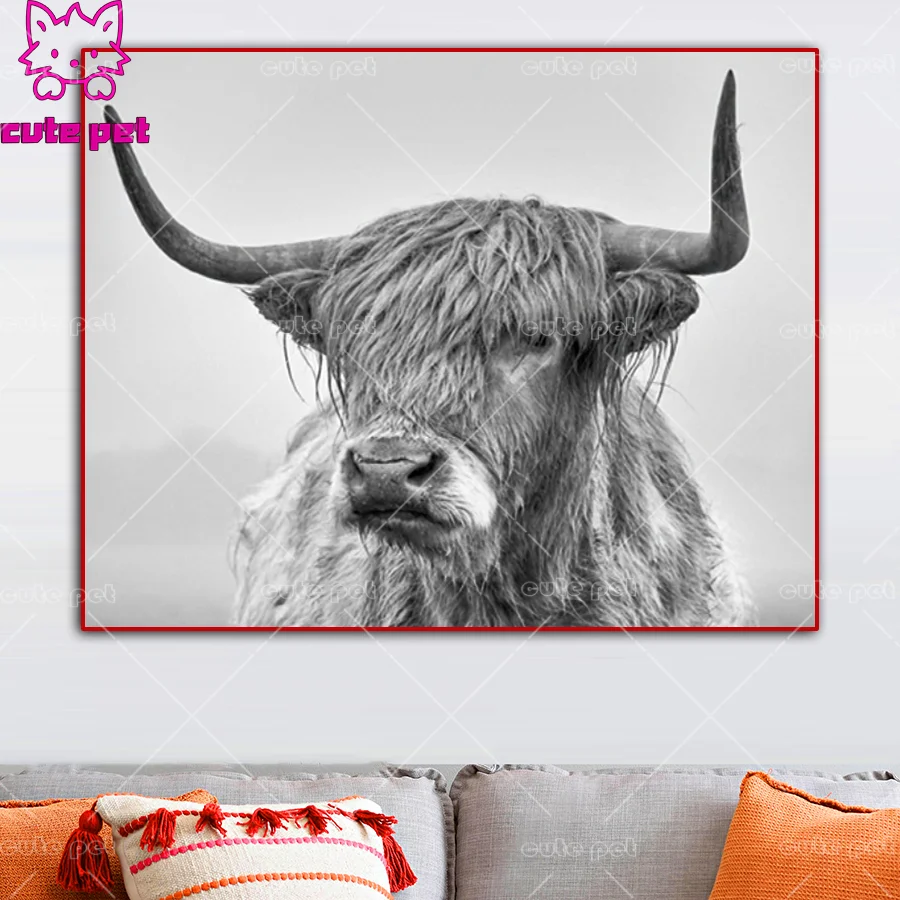 5D diamond Animal highland cattle full square round Diamond Painting cross stitch Diamant mosaic rhinestones embroidery Abstract