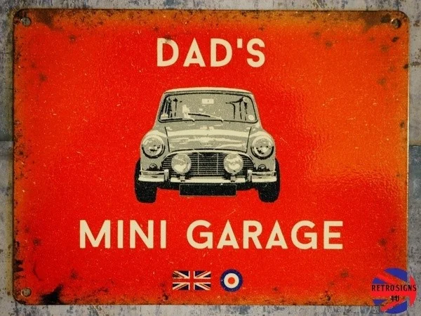 Metal Tin Sign Poster Wall Plaque    Austin Mini Cooper s Garage Tin Plate Sign