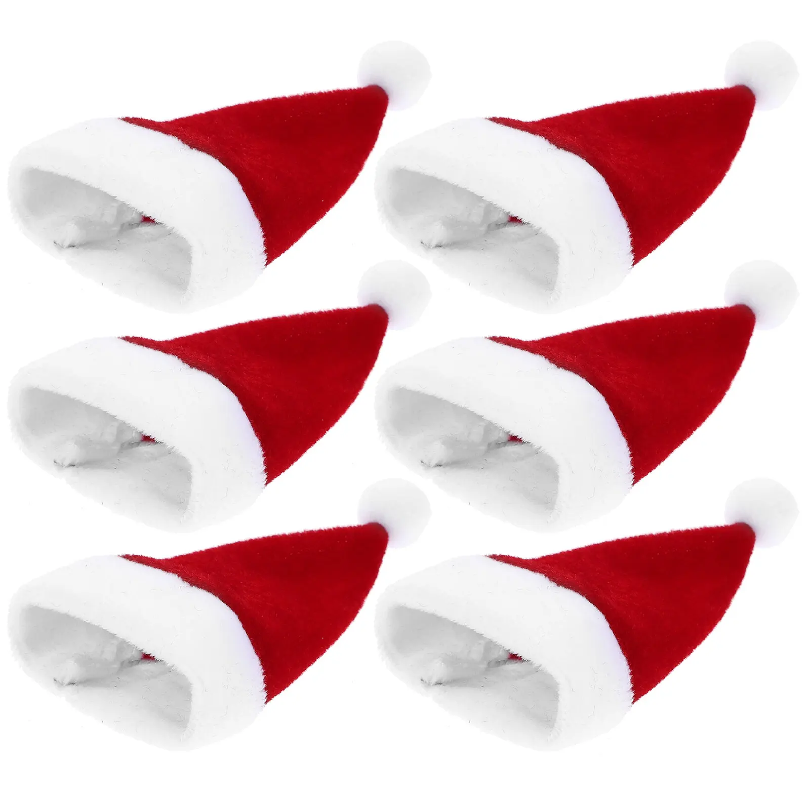 

6Pcs Mini Santa Hat Christmas Cutlery Bag Red White Small Caps for Wine Bottle Lollipop Candy Utensil Holder Holiday Decor